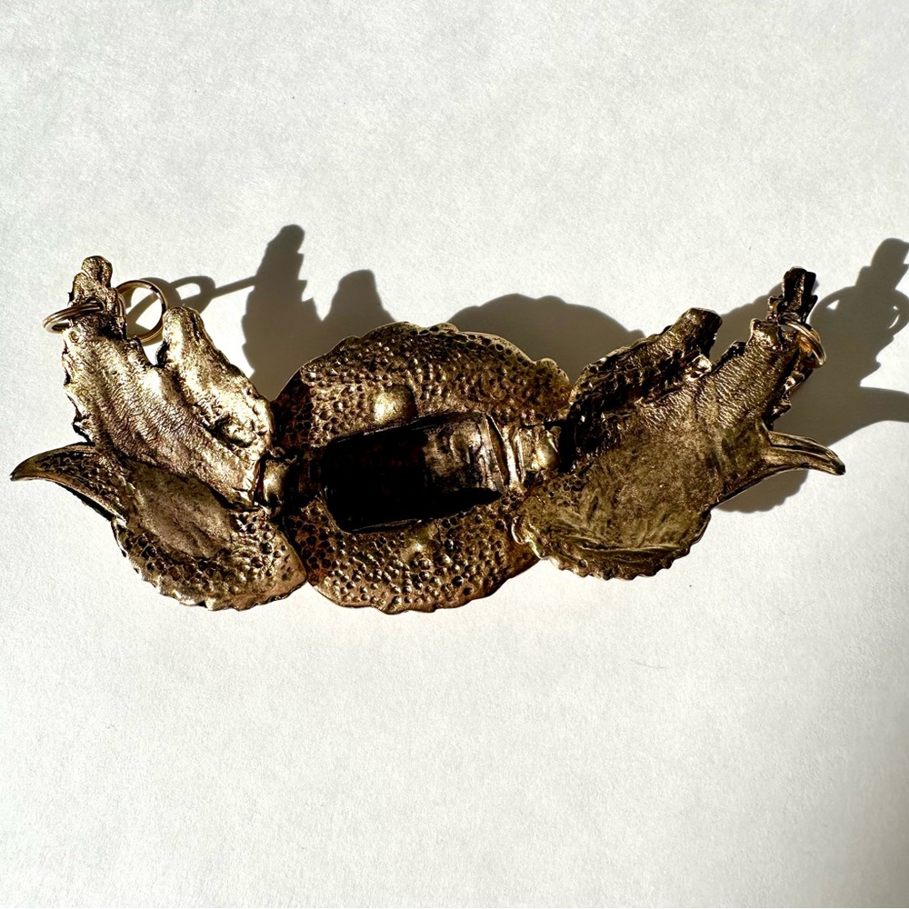 Gold 2d Moveable Wings Large Statement Necklace C… - image 3